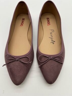 BONGO Mauve Pointed Toe Ballet Flats with Bow